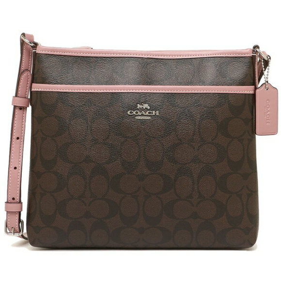 COACH NWT Pink Brown File Crossbody Bag Purse - Picture 2 of 7